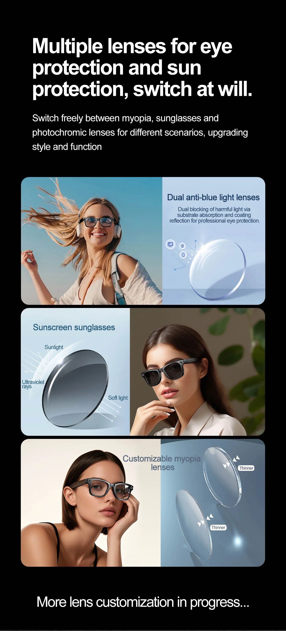 AI Smart Photochromic Glasses 4K  – Camera, Bluetooth Call, Music & Real-Time Translation