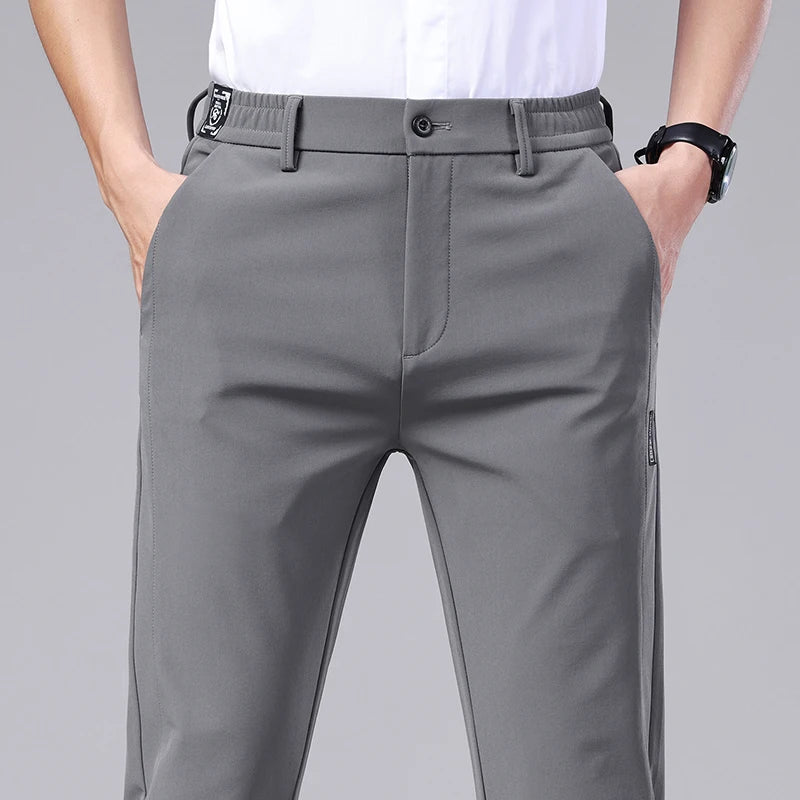Men’s Ultra-Thin Ice Silk Casual Trousers – Slim Straight Quick-Drying Summer Pants