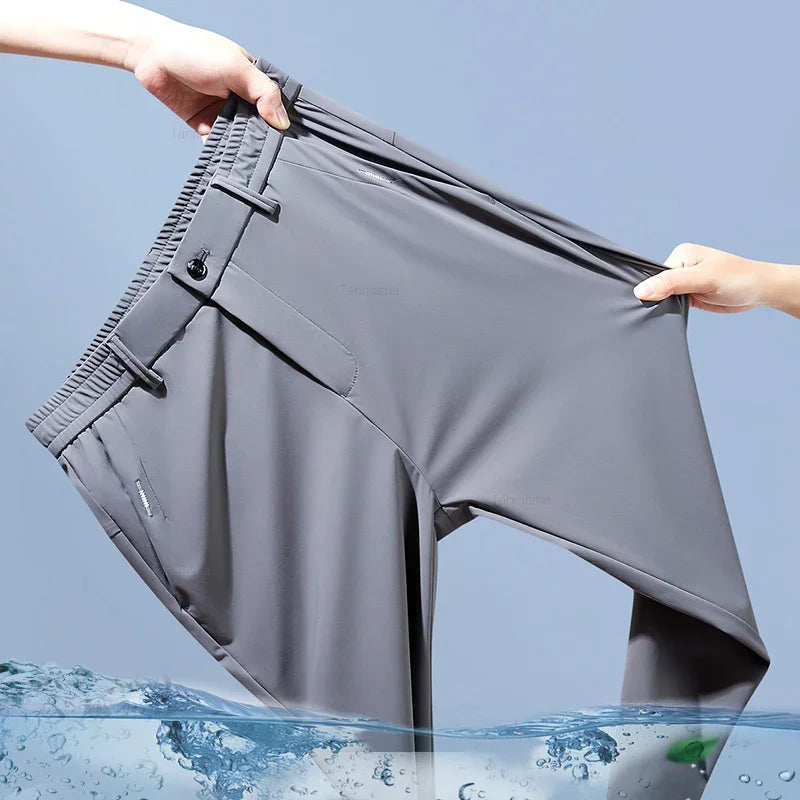 Men’s Ice Silk Slim Trousers – Lightweight & Quick-Dry