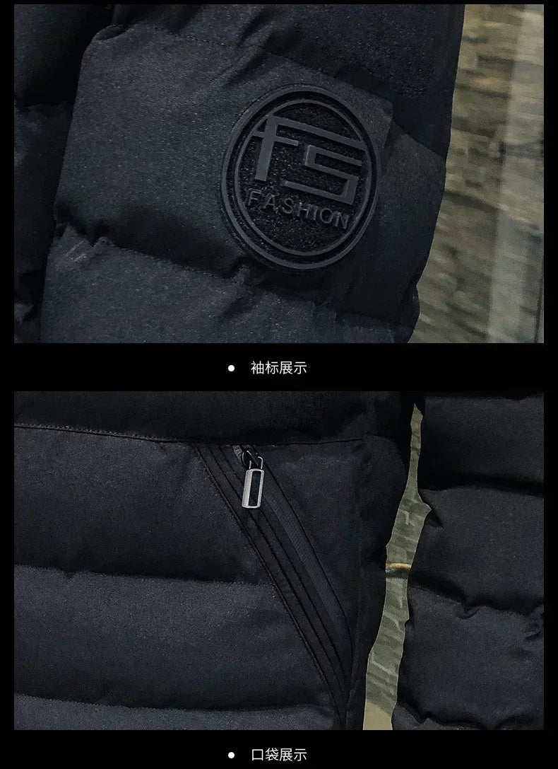 Men’s Winter Down Jacket – Slim Casual Hooded Parka, Warm & Windproof