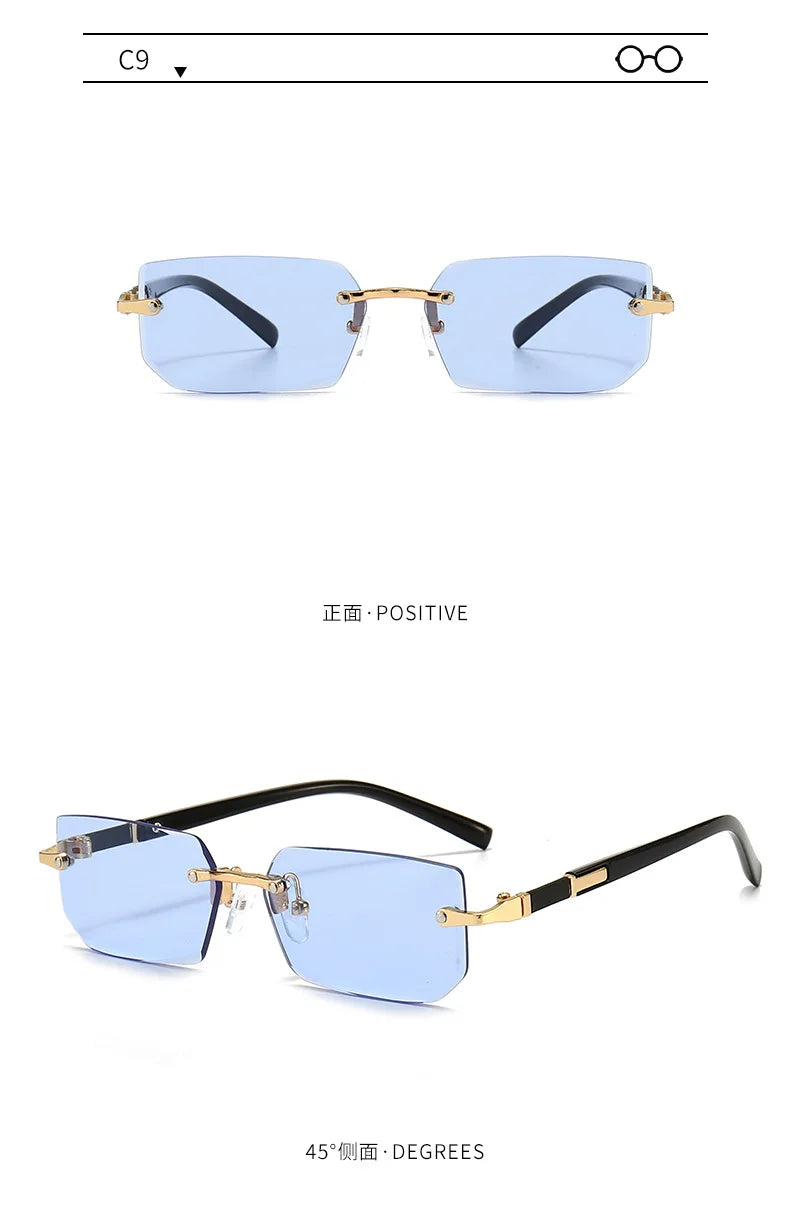Rimless Rectangle Sunglasses – Fashionable Shades
